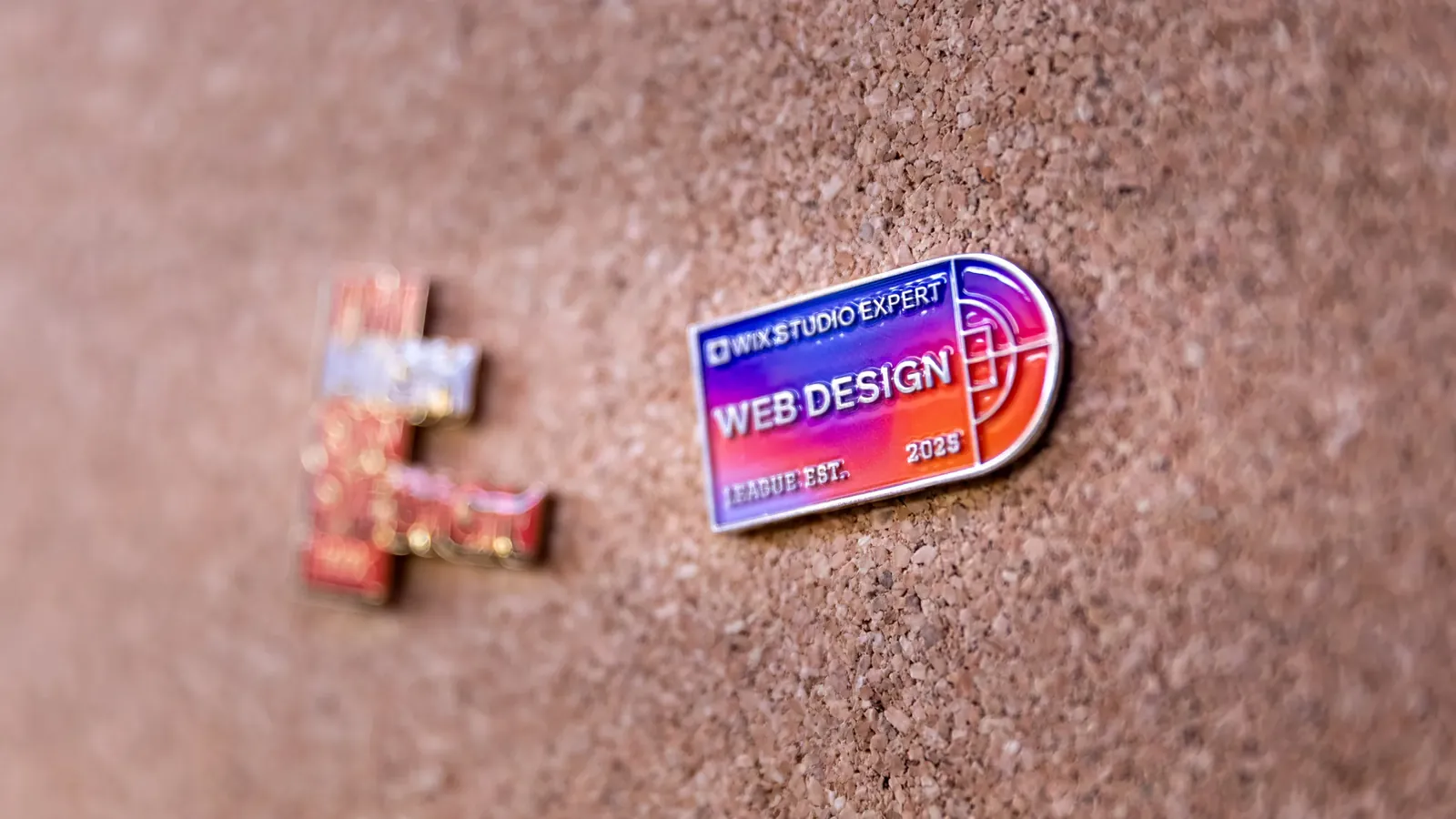 Wix Studio Expert web design pin on the Vision Marketing corkboard
