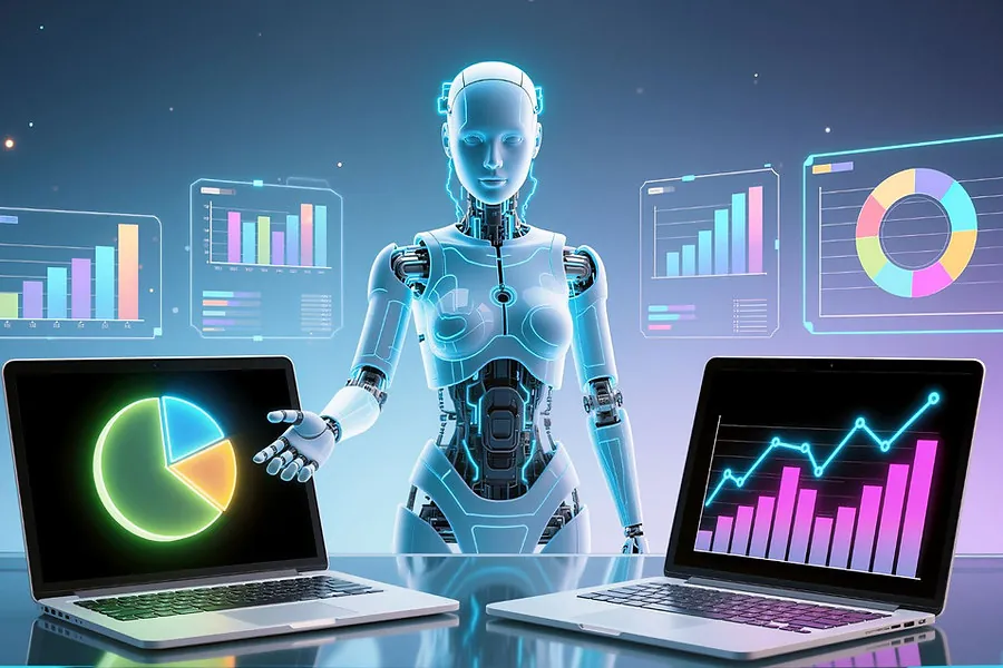 Data dashboards on laptops