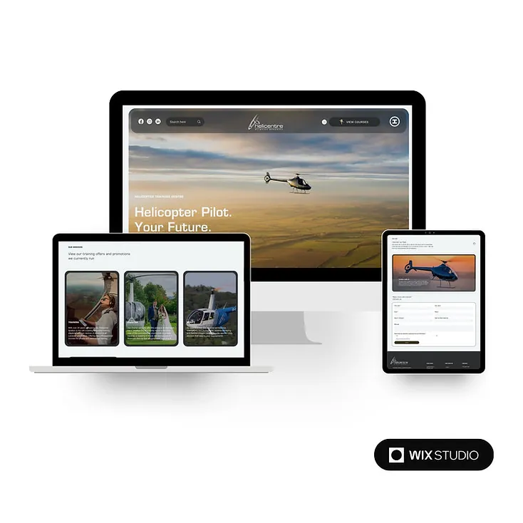 Helicentre website designed by Vision Marketing